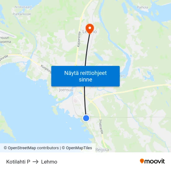 Kotilahti P to Lehmo map