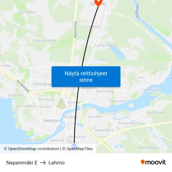 Nepenmäki E to Lehmo map