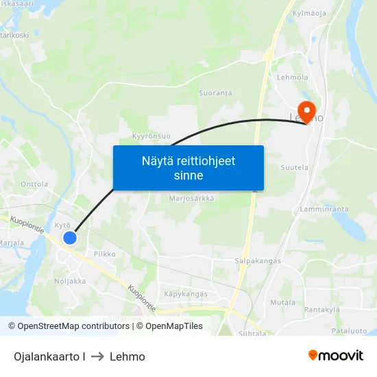 Ojalankaarto I to Lehmo map