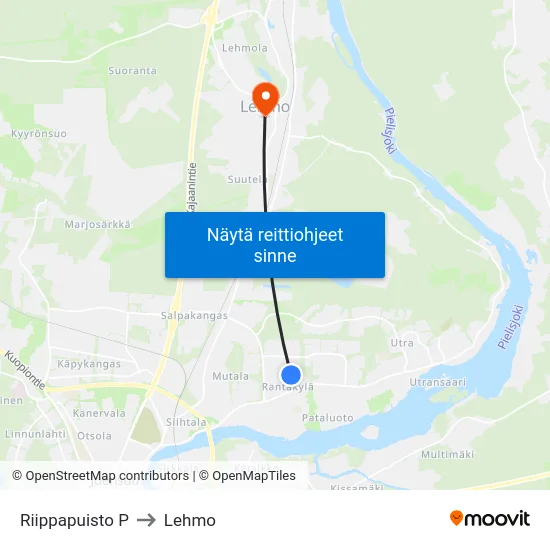 Riippapuisto P to Lehmo map