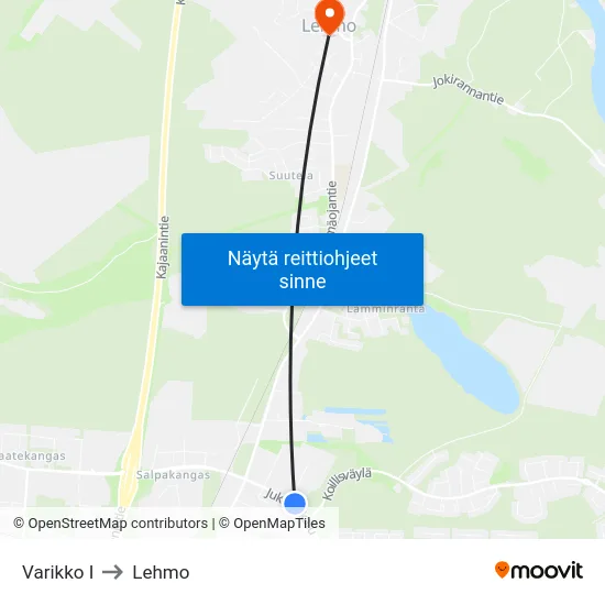 Varikko I to Lehmo map