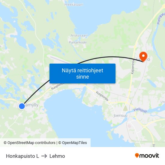 Honkapuisto L to Lehmo map
