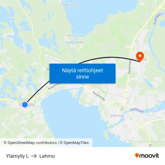 Ylämylly L to Lehmo map