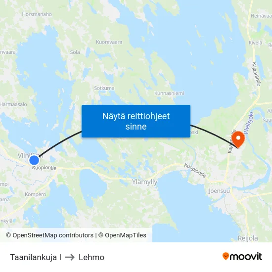 Taanilankuja I to Lehmo map