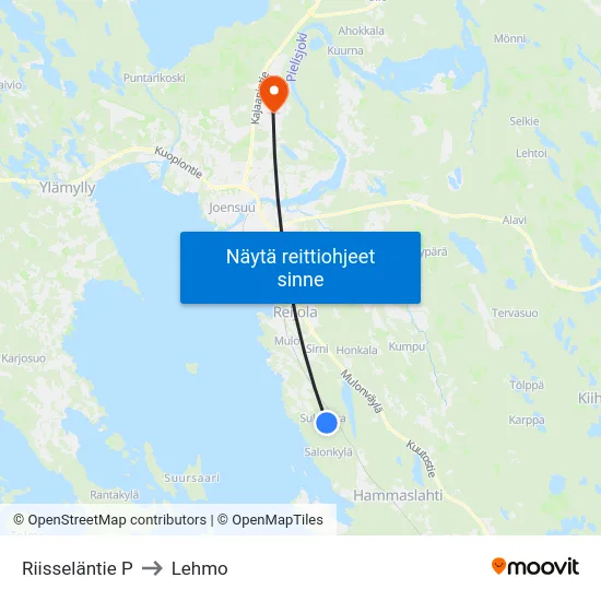 Riisseläntie P to Lehmo map