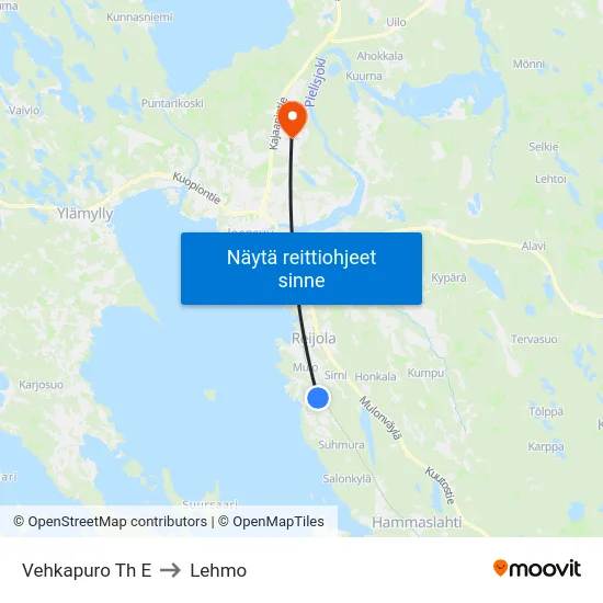 Vehkapuro Th E to Lehmo map