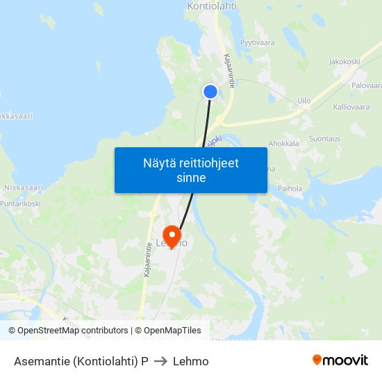 Asemantie (Kontiolahti) P to Lehmo map