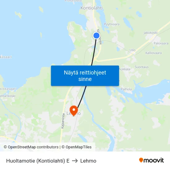 Huoltamotie (Kontiolahti) E to Lehmo map