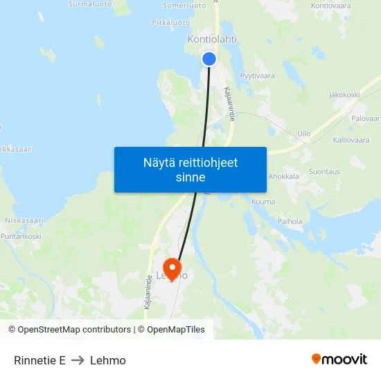 Rinnetie E to Lehmo map
