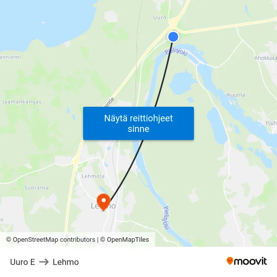 Uuro E to Lehmo map