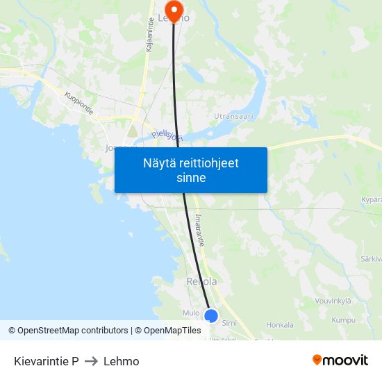 Kievarintie  P to Lehmo map