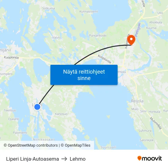 Liperi Linja-Autoasema to Lehmo map