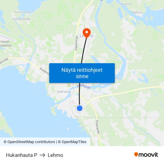 Hukanhauta P to Lehmo map