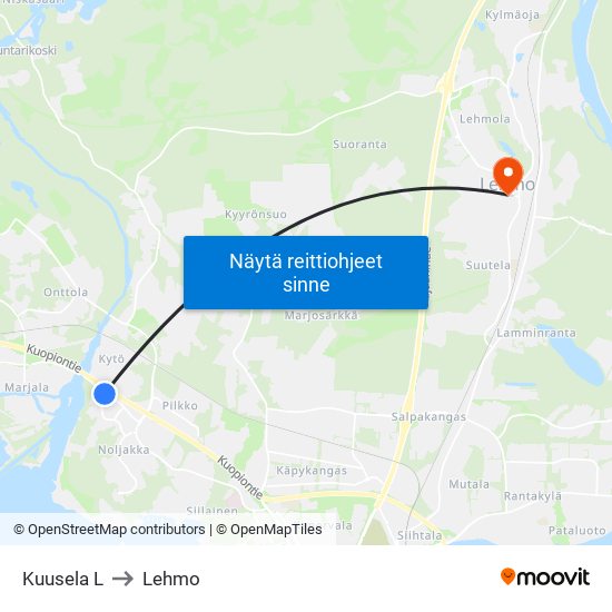 Kuusela L to Lehmo map