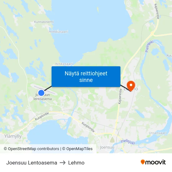 Joensuu Lentoasema to Lehmo map