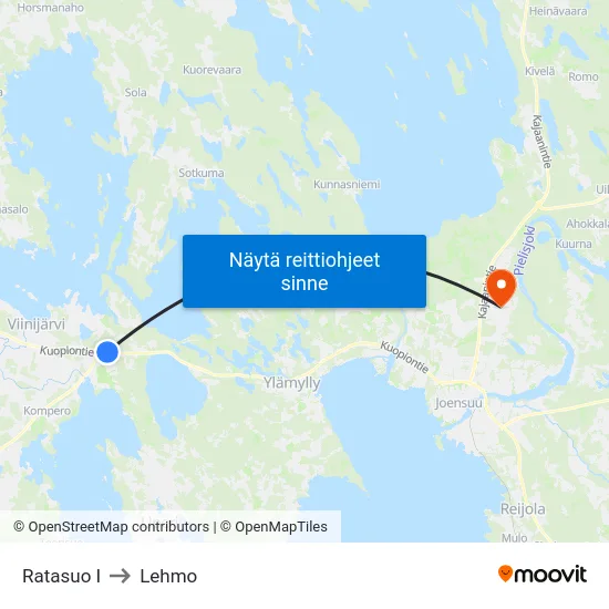 Ratasuo I to Lehmo map