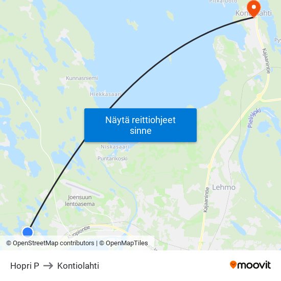 Hopri P to Kontiolahti map