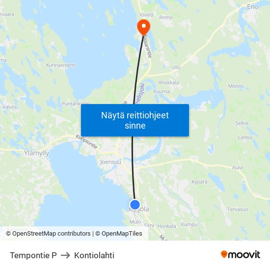 Tempontie P to Kontiolahti map