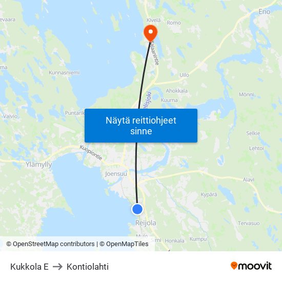 Kukkola E to Kontiolahti map