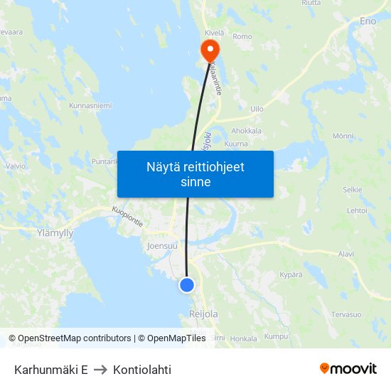 Karhunmäki E to Kontiolahti map