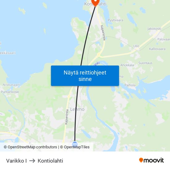 Varikko I to Kontiolahti map