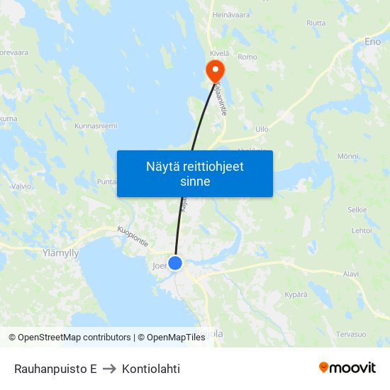 Rauhanpuisto E to Kontiolahti map