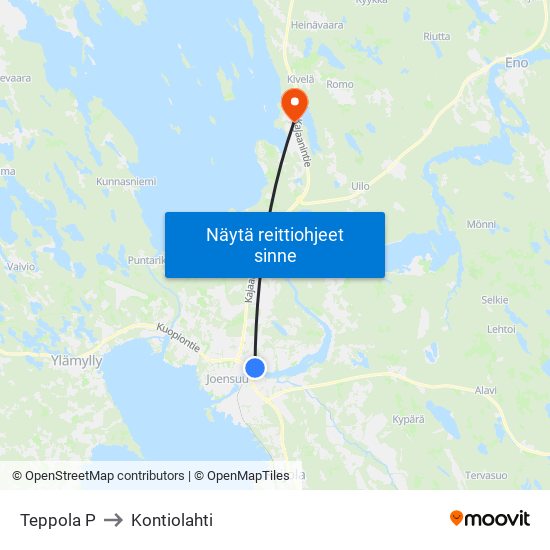 Teppola P to Kontiolahti map