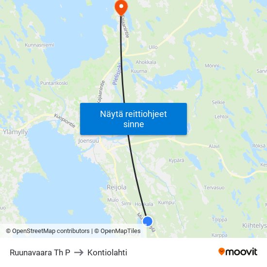 Ruunavaara Th P to Kontiolahti map