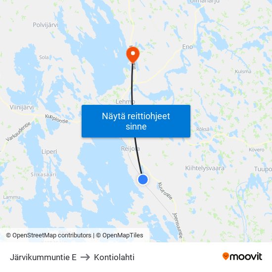 Järvikummuntie E to Kontiolahti map