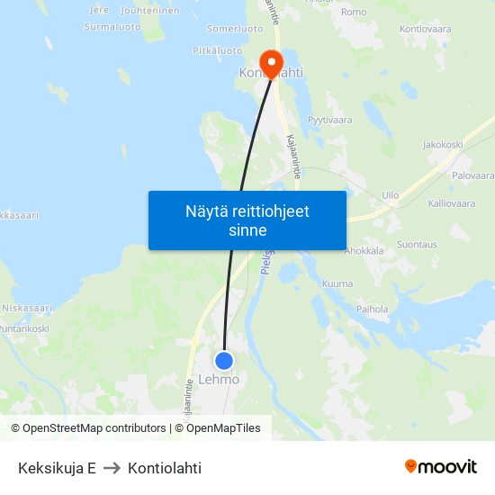 Keksikuja E to Kontiolahti map