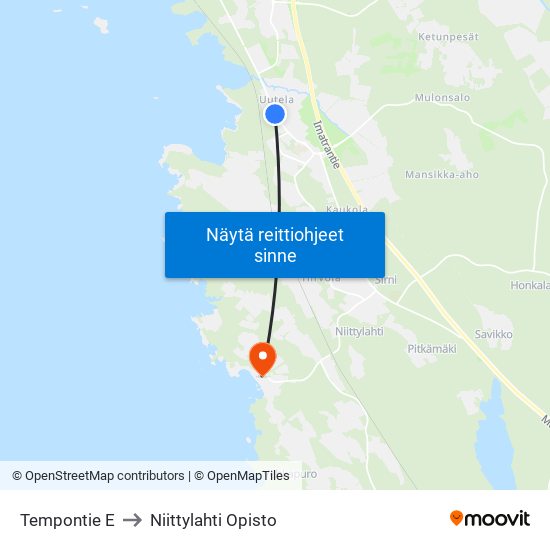 Tempontie E to Niittylahti Opisto map