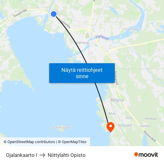 Ojalankaarto I to Niittylahti Opisto map