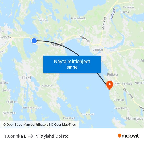 Kuorinka L to Niittylahti Opisto map