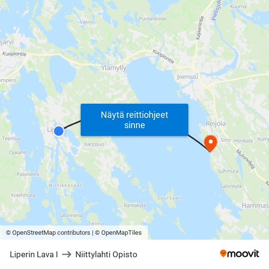 Liperin Lava I to Niittylahti Opisto map