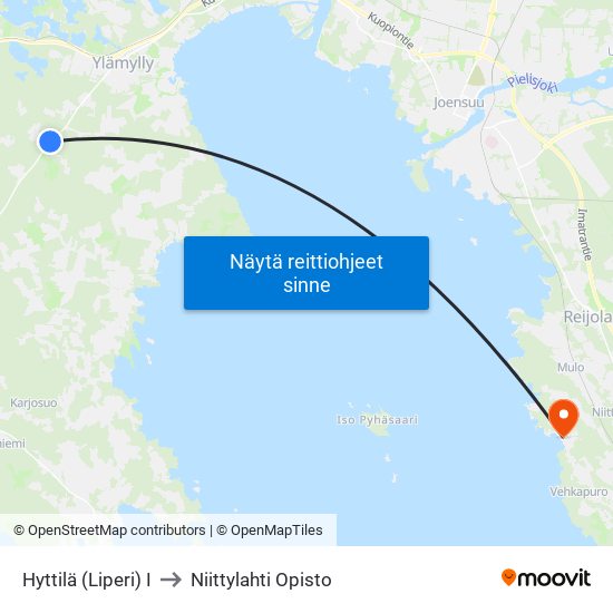 Hyttilä (Liperi) I to Niittylahti Opisto map