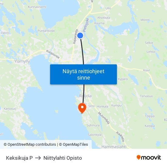 Keksikuja P to Niittylahti Opisto map