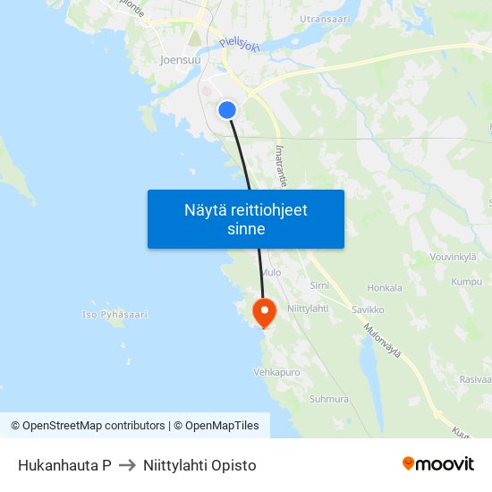 Hukanhauta P to Niittylahti Opisto map
