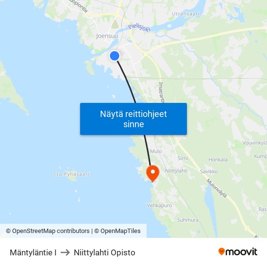 Mäntyläntie I to Niittylahti Opisto map