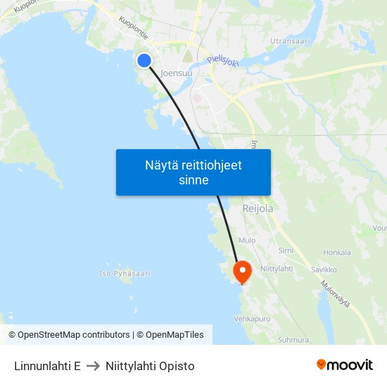 Linnunlahti E to Niittylahti Opisto map