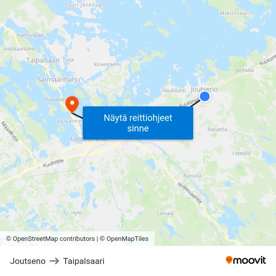 Joutseno to Taipalsaari map