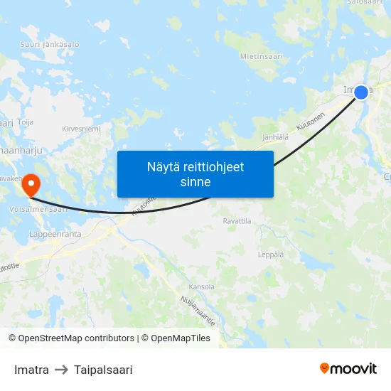 Imatra to Taipalsaari map
