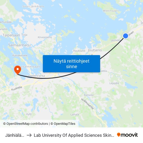 Jänhiäläntie I to Lab University Of Applied Sciences Skinnarilan Campus map