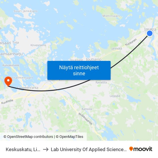 Keskuskatu, Linnalankatu to Lab University Of Applied Sciences Skinnarilan Campus map