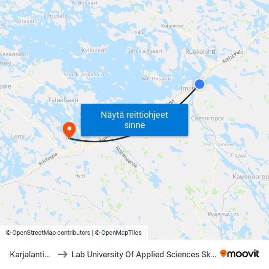 Karjalantie 208 L to Lab University Of Applied Sciences Skinnarilan Campus map