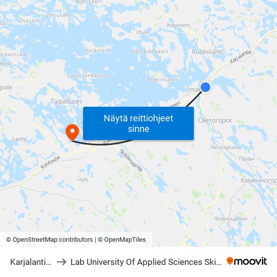 Karjalantie 82 L to Lab University Of Applied Sciences Skinnarilan Campus map