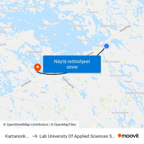 Kartanonkatu 160 to Lab University Of Applied Sciences Skinnarilan Campus map