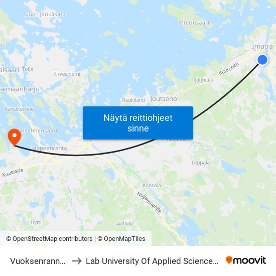 Vuoksenrannankatu 7 E to Lab University Of Applied Sciences Skinnarilan Campus map