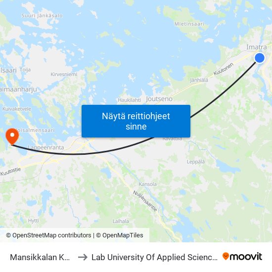 Mansikkalan Koulukeskus P to Lab University Of Applied Sciences Skinnarilan Campus map