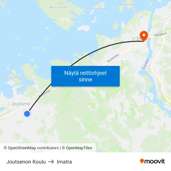 Joutsenon Koulu to Imatra map