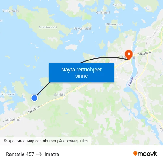 Rantatie 457 to Imatra map